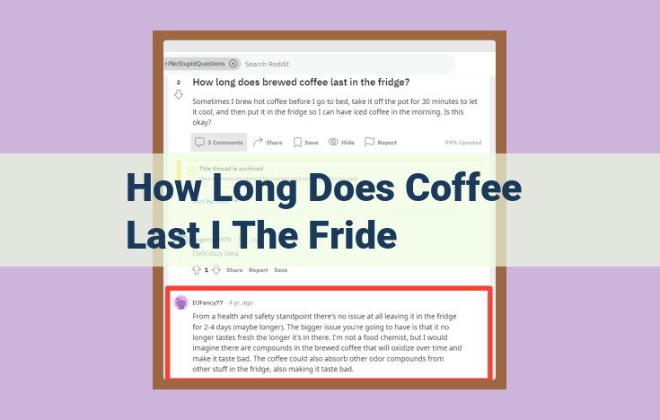 how long does coffee last i the fride