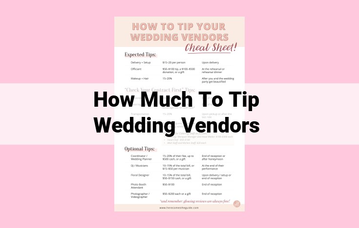 how much to tip wedding vendors