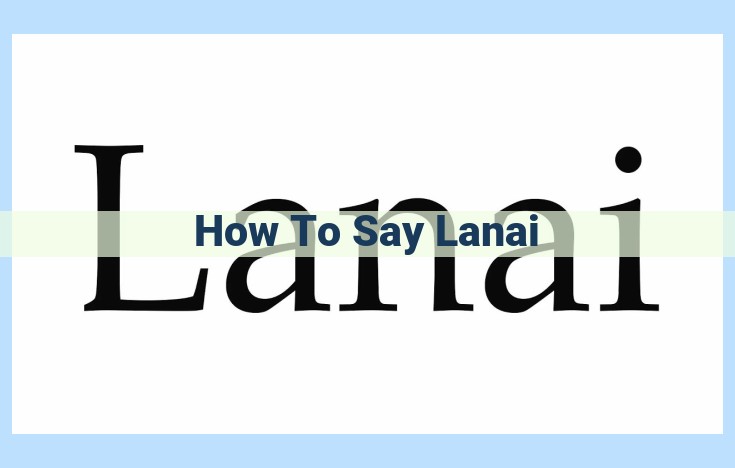 how to say lanai