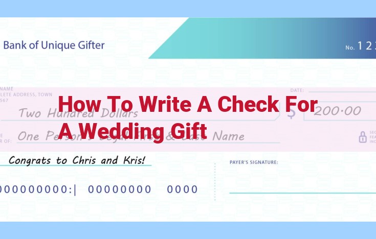 how to write a check for a wedding gift