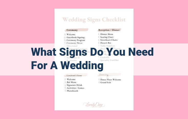 what signs do you need for a wedding